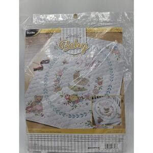 Bucilla Sweet Baby Crib Cover Stamped Cross Stitch Kit 34" X 43"